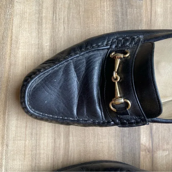 Bally black leather horsebit loafers