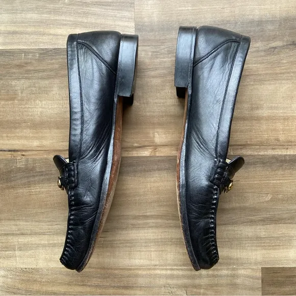 Bally black leather horsebit loafers