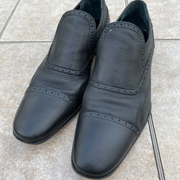 Bally Danube black leather slip on loafers 9