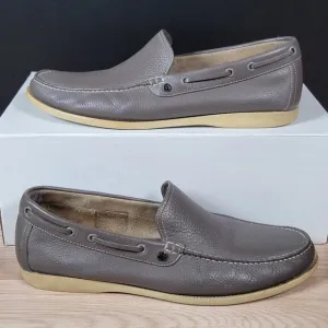 Bally Loafers Mens Size 9 D Gray Leather Round Toe Boat Shoes Casual Switzerland