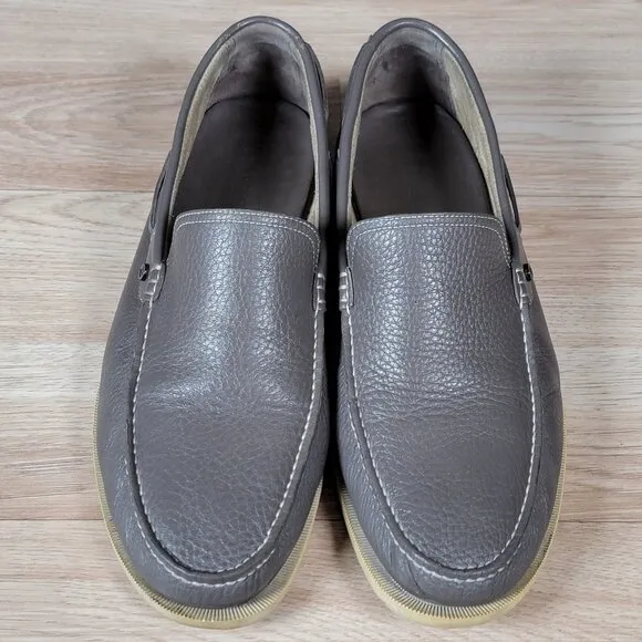 Bally Loafers Mens Size 9 D Gray Leather Round Toe Boat Shoes Casual Switzerland