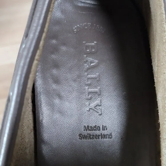 Bally Loafers Mens Size 9 D Gray Leather Round Toe Boat Shoes Casual Switzerland