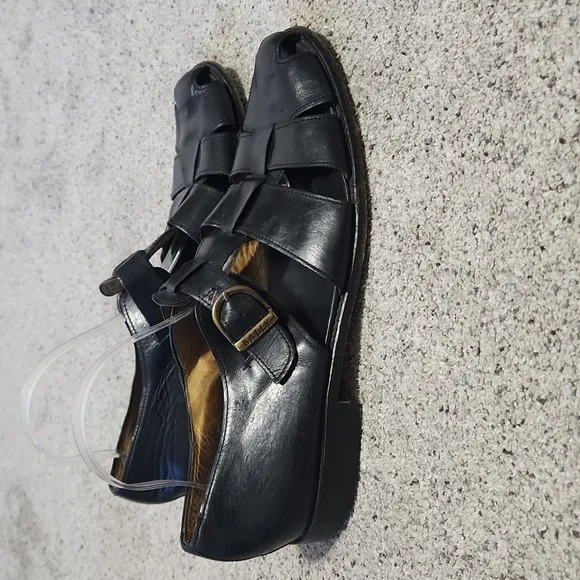 Bally Men's Bridgehampton Black Leather Fisherman Sandals Size 12 D