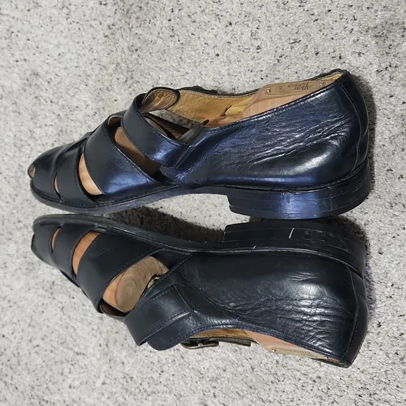 Bally Men's Bridgehampton Black Leather Fisherman Sandals Size 12 D