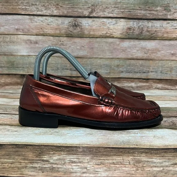 Bally Orange Patent Leather Loafers