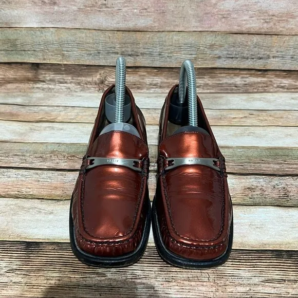 Bally Orange Patent Leather Loafers