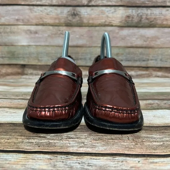 Bally Orange Patent Leather Loafers