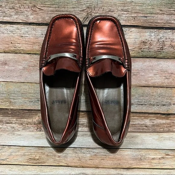 Bally Orange Patent Leather Loafers