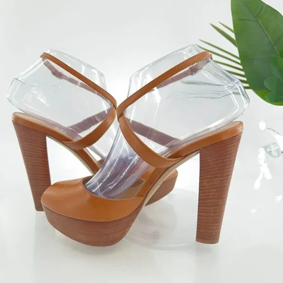Bally Switzerland Women's Sandals Size 38 High Heel Brown Leather Platform