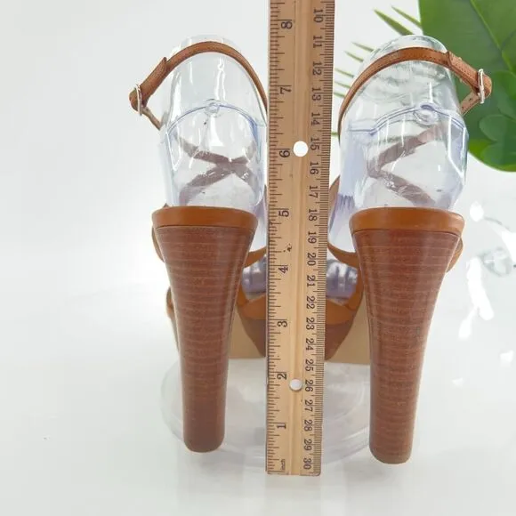 Bally Switzerland Women's Sandals Size 38 High Heel Brown Leather Platform
