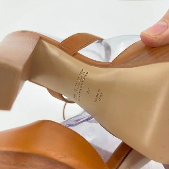 Bally Switzerland Women's Sandals Size 38 High Heel Brown Leather Platform