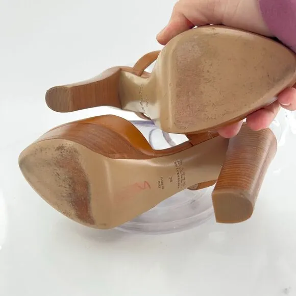 Bally Switzerland Women's Sandals Size 38 High Heel Brown Leather Platform