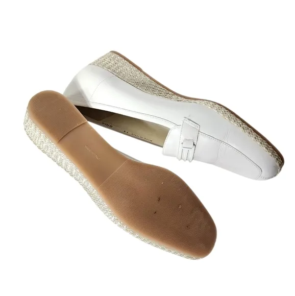 Bally White Leather Penny Loafers Flats