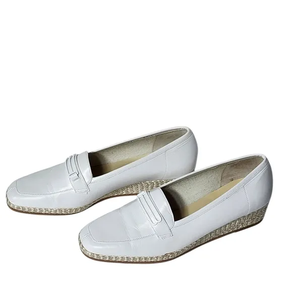 Bally White Leather Penny Loafers Flats