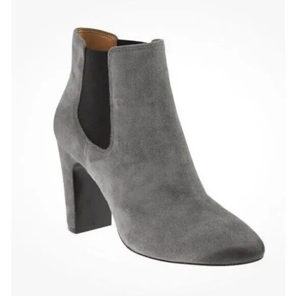 Banana Republic Belinda Chelsea Boots Gray Leather Slip On Herls Size 8.5M