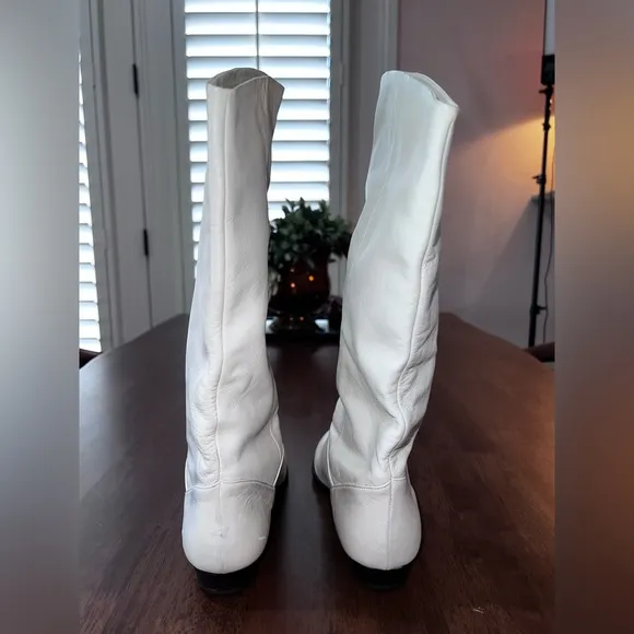Bandits Cream Leather TALL BOOTS Mid-Calf Pull On Women Size 7.5 M