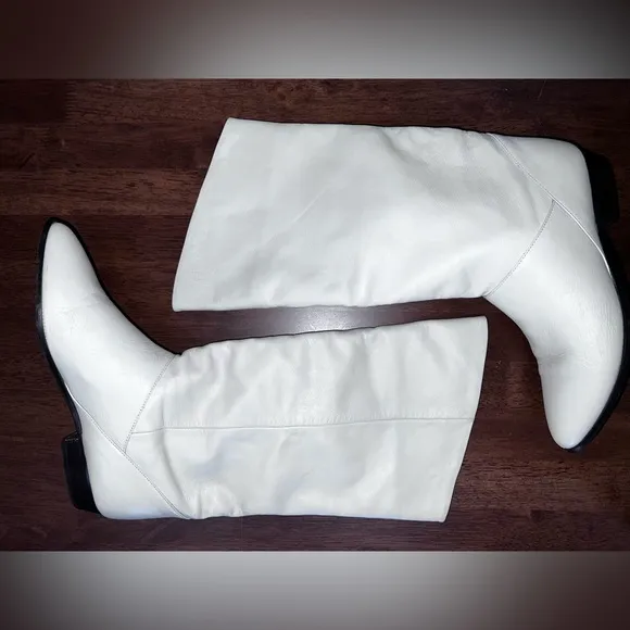 Bandits Cream Leather TALL BOOTS Mid-Calf Pull On Women Size 7.5 M