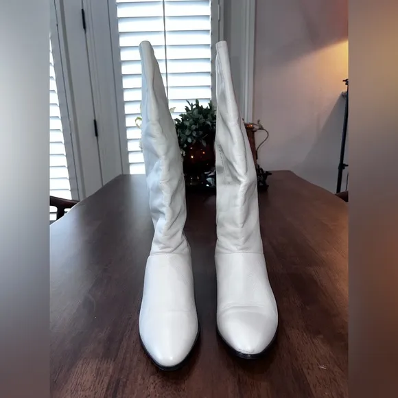 Bandits Cream Leather TALL BOOTS Mid-Calf Pull On Women Size 7.5 M