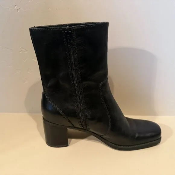 Bandolino BDNOVEMBRE Black Leather Boots Size 6 1/2