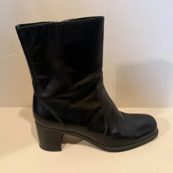 Bandolino BDNOVEMBRE Black Leather Boots Size 6 1/2
