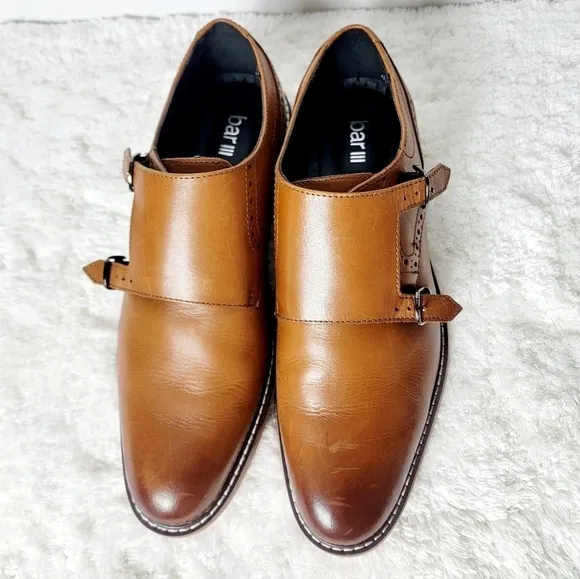 Bar III Tan Brown leather buckle loafers - Jesse