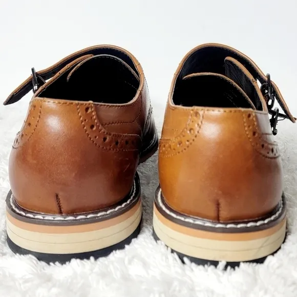 Bar III Tan Brown leather buckle loafers - Jesse