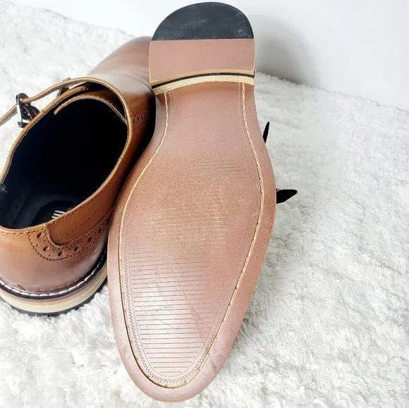 Bar III Tan Brown leather buckle loafers - Jesse