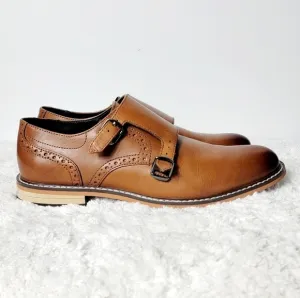Bar III Tan Brown leather buckle loafers - Jesse