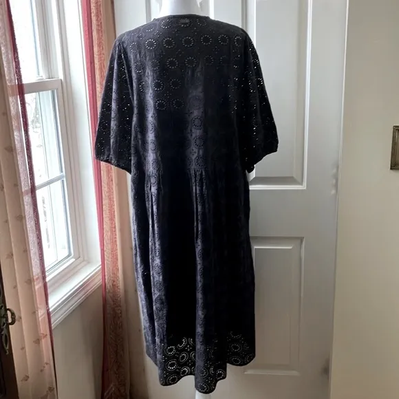 Barbour Hazel Eyelet Embroidery Midi Dress Black Size 12