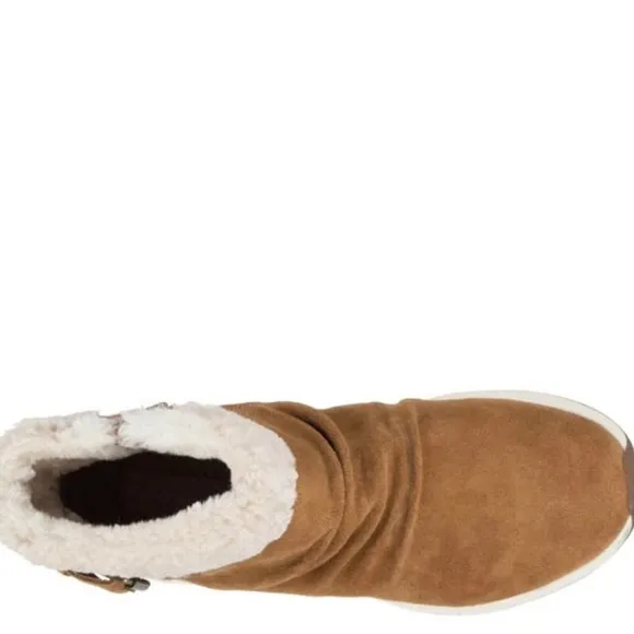 Bare Traps Sz 9M Cognac brown Cozy Suede Becky Ankle fur lined Boots .