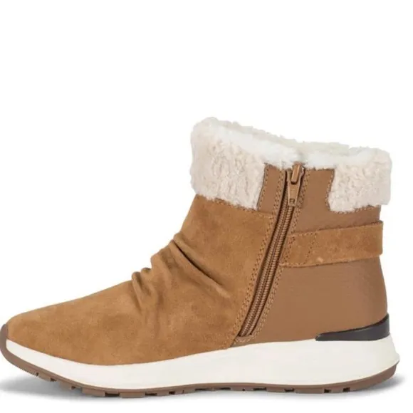 Bare Traps Sz 9M Cognac brown Cozy Suede Becky Ankle fur lined Boots .