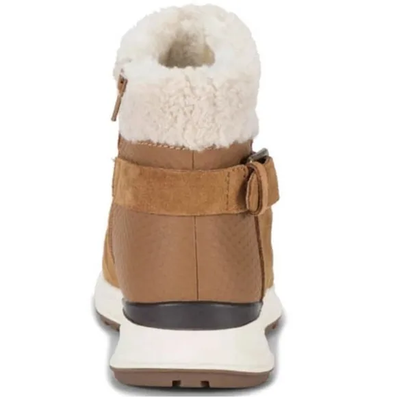 Bare Traps Sz 9M Cognac brown Cozy Suede Becky Ankle fur lined Boots .