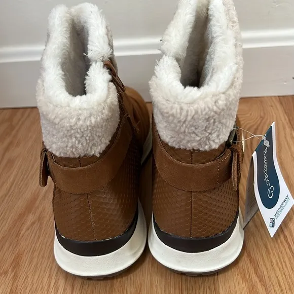 Bare Traps Sz 9M Cognac brown Cozy Suede Becky Ankle fur lined Boots .