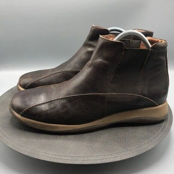 Barneys New York Boots Mens 10.5 Brown Leather Chelsea Ankle Slip On Italy