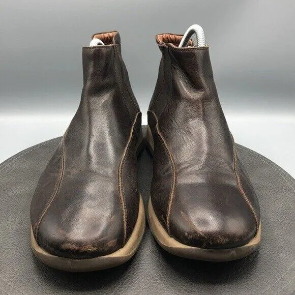 Barneys New York Boots Mens 10.5 Brown Leather Chelsea Ankle Slip On Italy