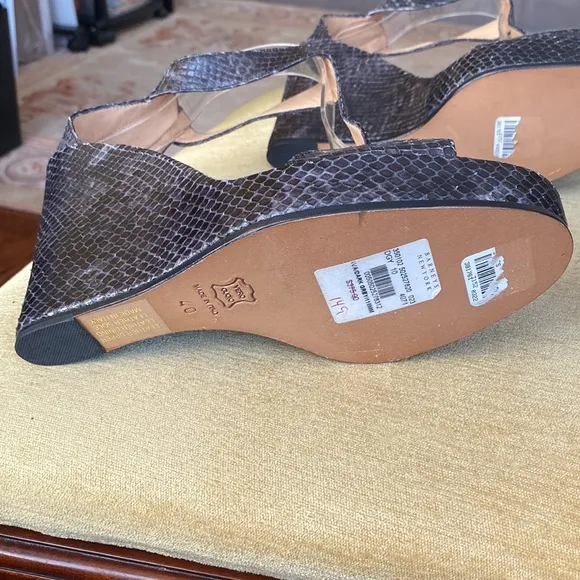 BARNEYS NY CO-OP Python snakeskin leather high heel wedge platform sandal