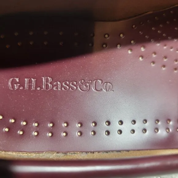 Bass &amp; Co Weejuns Layton Men's Size 11.5D Burgundy Leather Kiltie Tassel Loafers