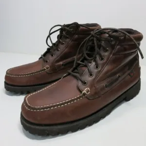 Bass Caratunk Vintage Mens Boots Used Vibram T185 Moc Toe Classic Sz 12 M