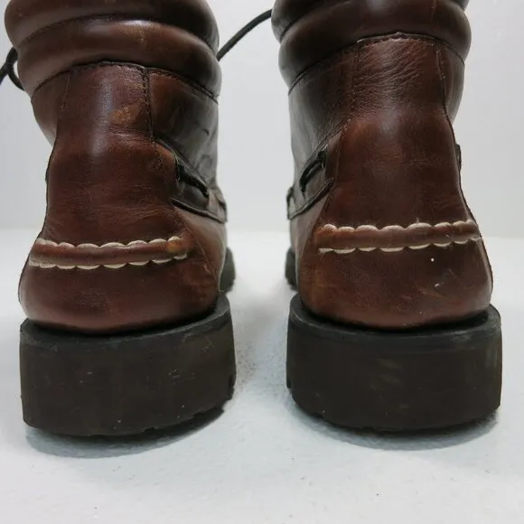 Bass Caratunk Vintage Mens Boots Used Vibram T185 Moc Toe Classic Sz 12 M