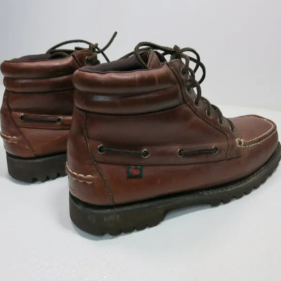 Bass Caratunk Vintage Mens Boots Used Vibram T185 Moc Toe Classic Sz 12 M