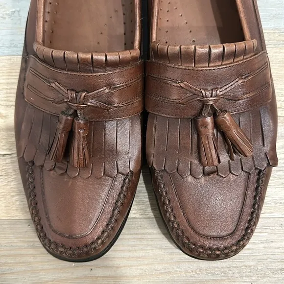 BASS Men’s Brown Leather Tassel Loafers Sz 12M