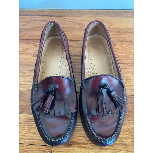 Bass Weejuns Size Men’s 9 1/2 Burgundy Cordovan Leather Tassel Kiltie Loafers