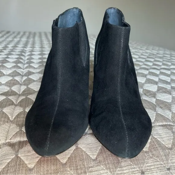 BCBGMAXAZRIA Black Suede Wedge Heeled Slip On Ankle Boots Booties Women's 9.5