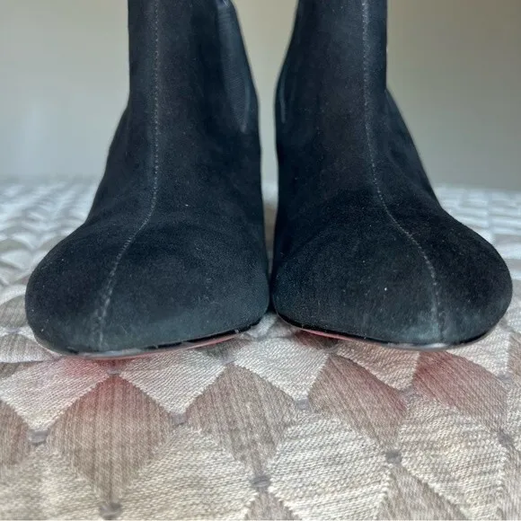 BCBGMAXAZRIA Black Suede Wedge Heeled Slip On Ankle Boots Booties Women's 9.5