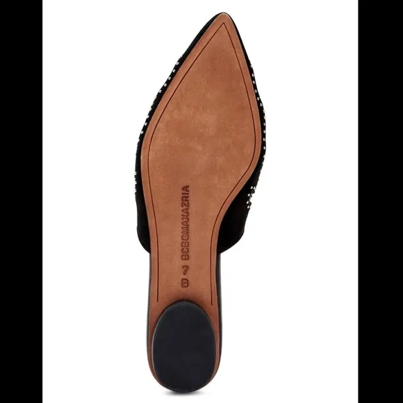 BCBGMAXAZRIA Nola Studded Pointed Toe Mule Sandal Flat Heel Fashionable Shoe 7.5