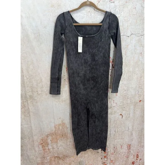 BDG Urban Outfitters Sz Large Ribbed Stretch Long Sleeved Dress Blk/Grey NEW!!