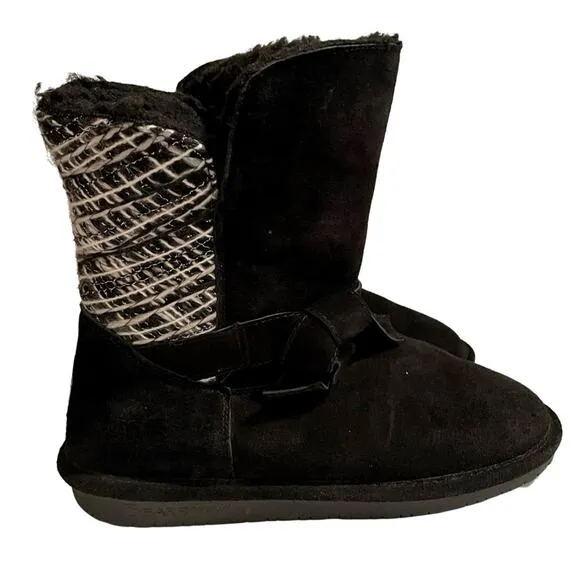 Bearpaw Boots Geneva Size 10 Black and White Trim