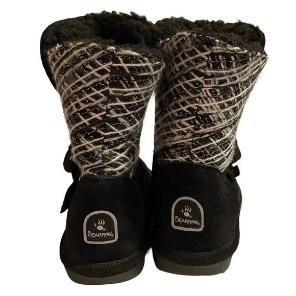Bearpaw Boots Geneva Size 10 Black and White Trim