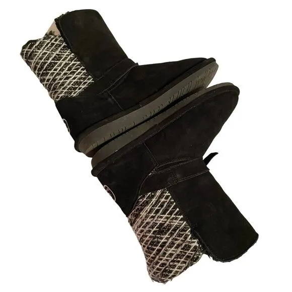 Bearpaw Boots Geneva Size 10 Black and White Trim