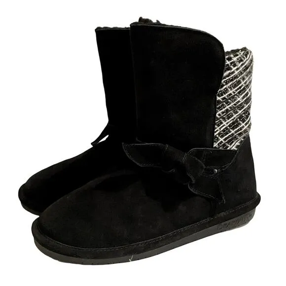 Bearpaw Boots Geneva Size 10 Black and White Trim